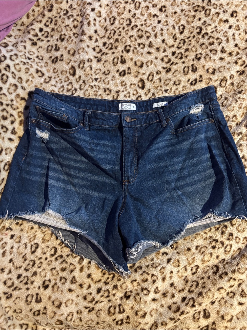 sofia by sofia vergara Dark Blue High Waist Denim Shorts